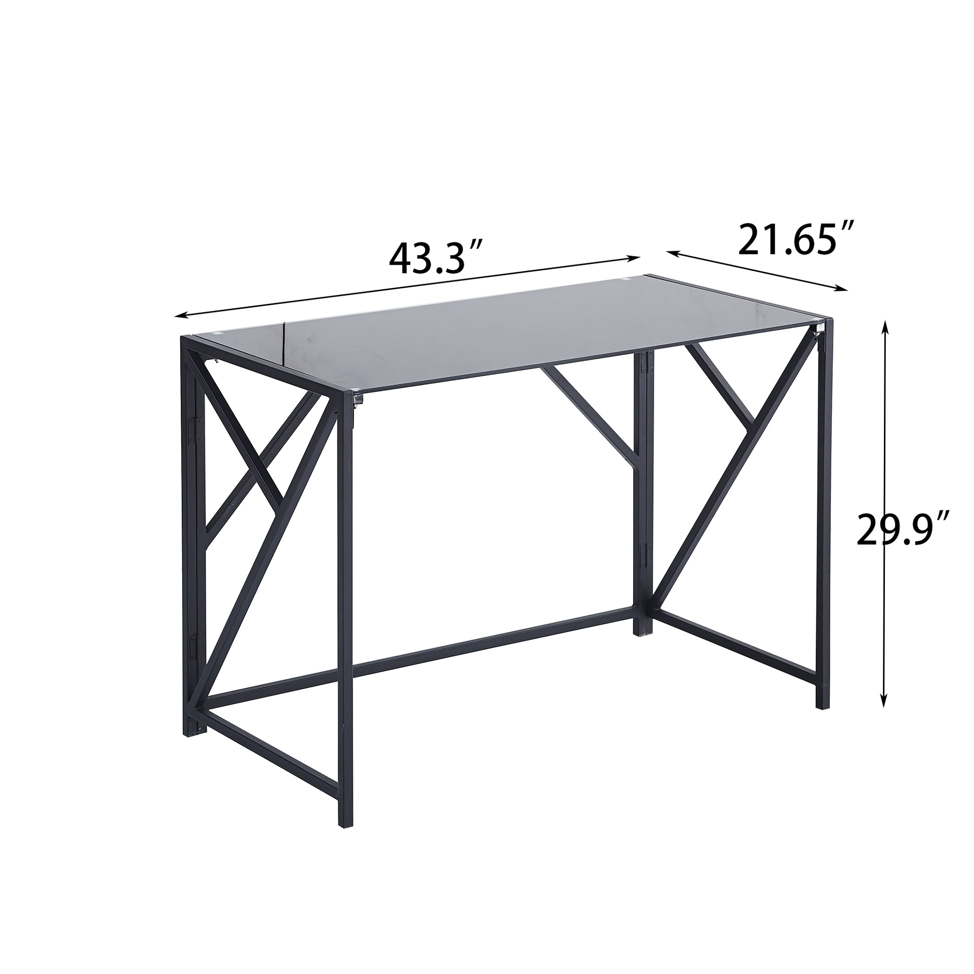 Tempered Black Glass Computer Desk, Laptop Desk, Pc Laptop Table With Metal Frame, Writting Desk Black Glass