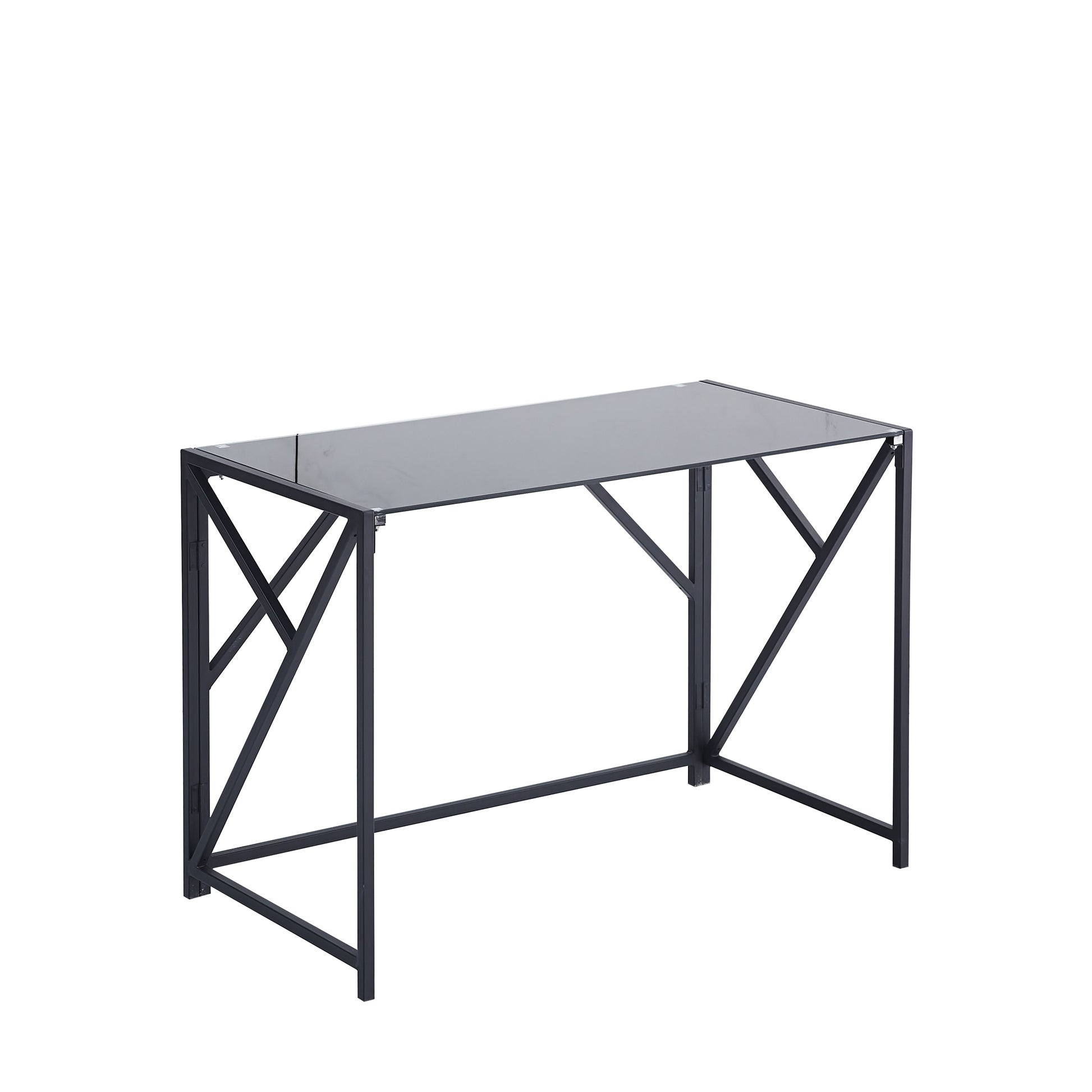 Tempered Black Glass Computer Desk, Laptop Desk, Pc Laptop Table With Metal Frame, Writting Desk Black Glass