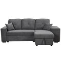 Reversible Sleeper Sectional Sofa Bed With Side Shelf And 2 Stools,Pull Out L Shaped Sofa Bed,Corner Sofa Bed With Storage Chaise Left Right Hande For Living Room,Blue Black Black Blue Foam Velvet