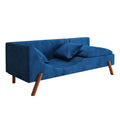 Cut And Fill Chaise Longue, Convertible Multifunctional Seat Sofa Blue Blue Velvet Solid Wood 2 Seat