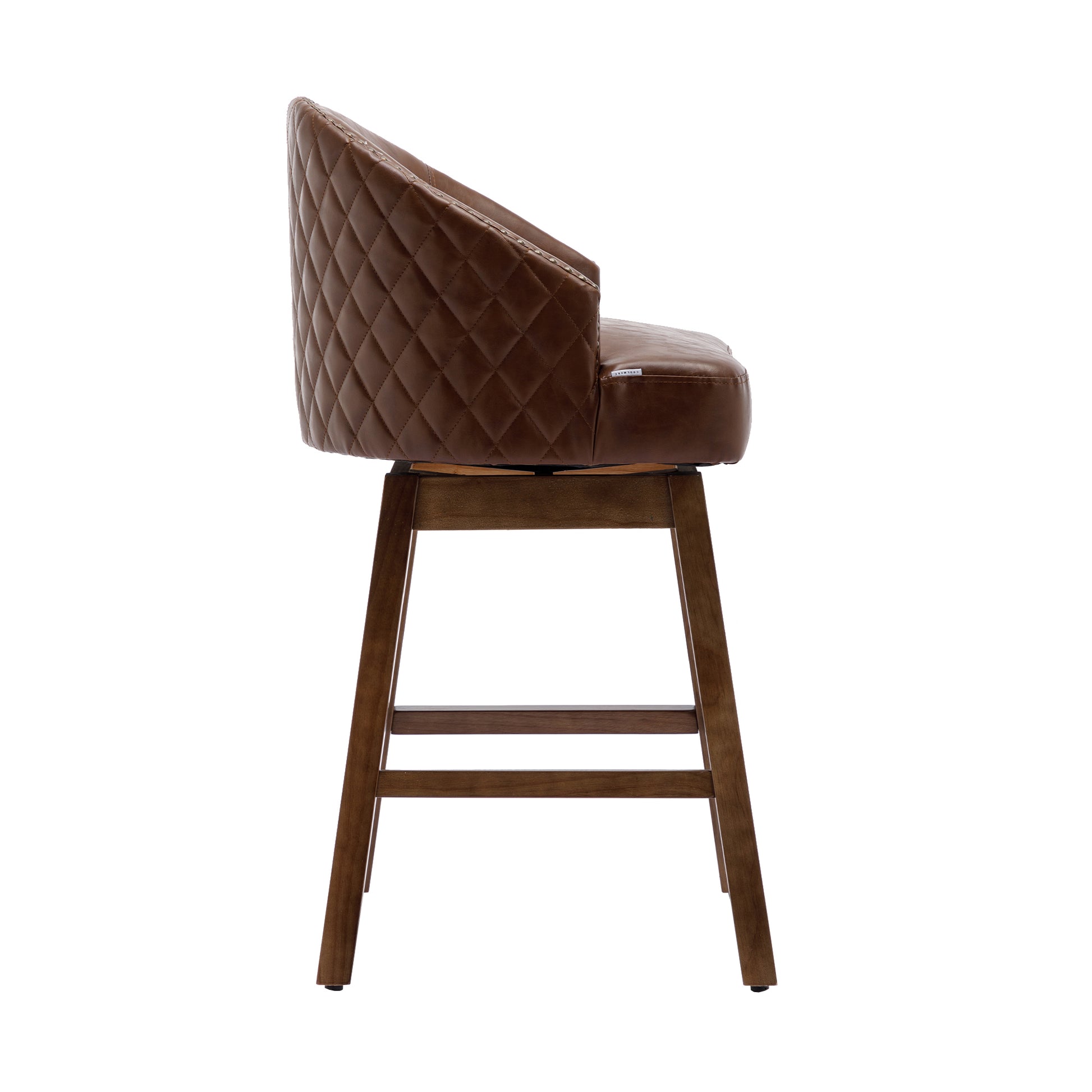 Coolmore Bar Stools Set Of 2 Counter Height Chairs With Footrest For Kitchen, Dining Room And 360 Degree Swivel Brown Pu Pu Leather