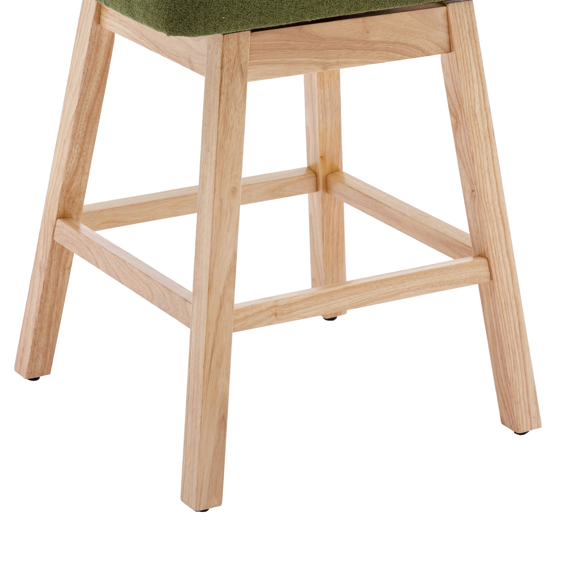 Coolmore Bar Stools Set Of 2 Counter Height Chairs With Footrest For Kitchen, Dining Room And 360 Degree Swivel Olive Green Linen