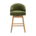 Coolmore Bar Stools Set Of 2 Counter Height Chairs With Footrest For Kitchen, Dining Room And 360 Degree Swivel Olive Green Linen