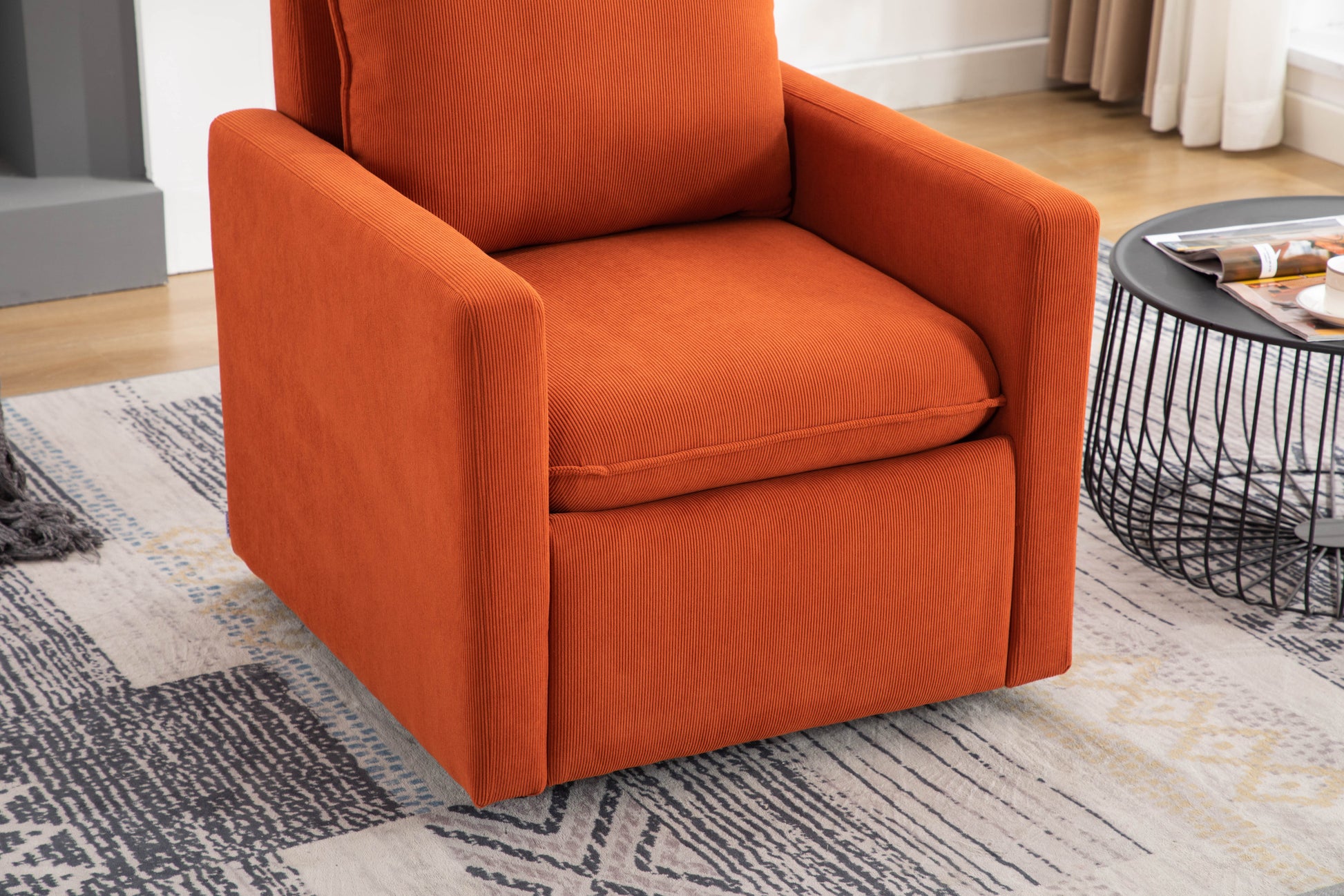 Coolmore Swivel Barrel Chair, Comfy Round Accent Sofa Chair For Living Room, 360 Degree Swivel Barrel Club Chair, Leisure Arm Chair For Nursery, Hotel, Bedroom, Office, Lounge Orange Velvet