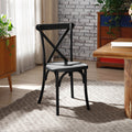 2 Pack Resin Cross Back Chair Waterproof Dining Chair Black Matt Black Resin