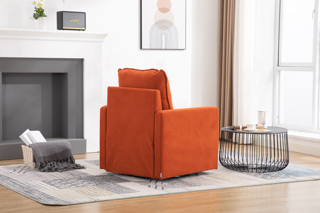 Coolmore Swivel Barrel Chair, Comfy Round Accent Sofa Chair For Living Room, 360 Degree Swivel Barrel Club Chair, Leisure Arm Chair For Nursery, Hotel, Bedroom, Office, Lounge Orange Velvet