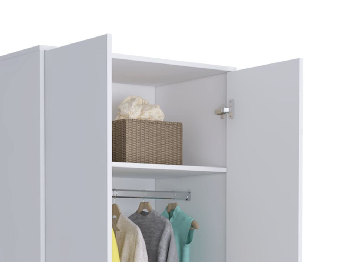 Ambery 180 Armoire, Two Shelves, Double Door, Metal Rod, One Drawer White White Particle Board Particle Board