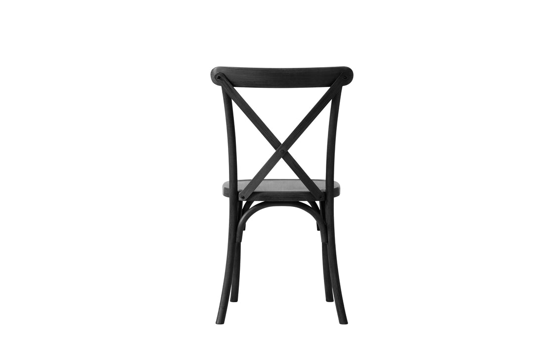 2 Pack Resin Cross Back Chair Waterproof Dining Chair Black Matt Black Resin