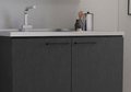 Napoles 2 Utility Sink With Cabinet, Stainless Steel Countertop, Interior Shelf Black Black Particle Board Particle Board