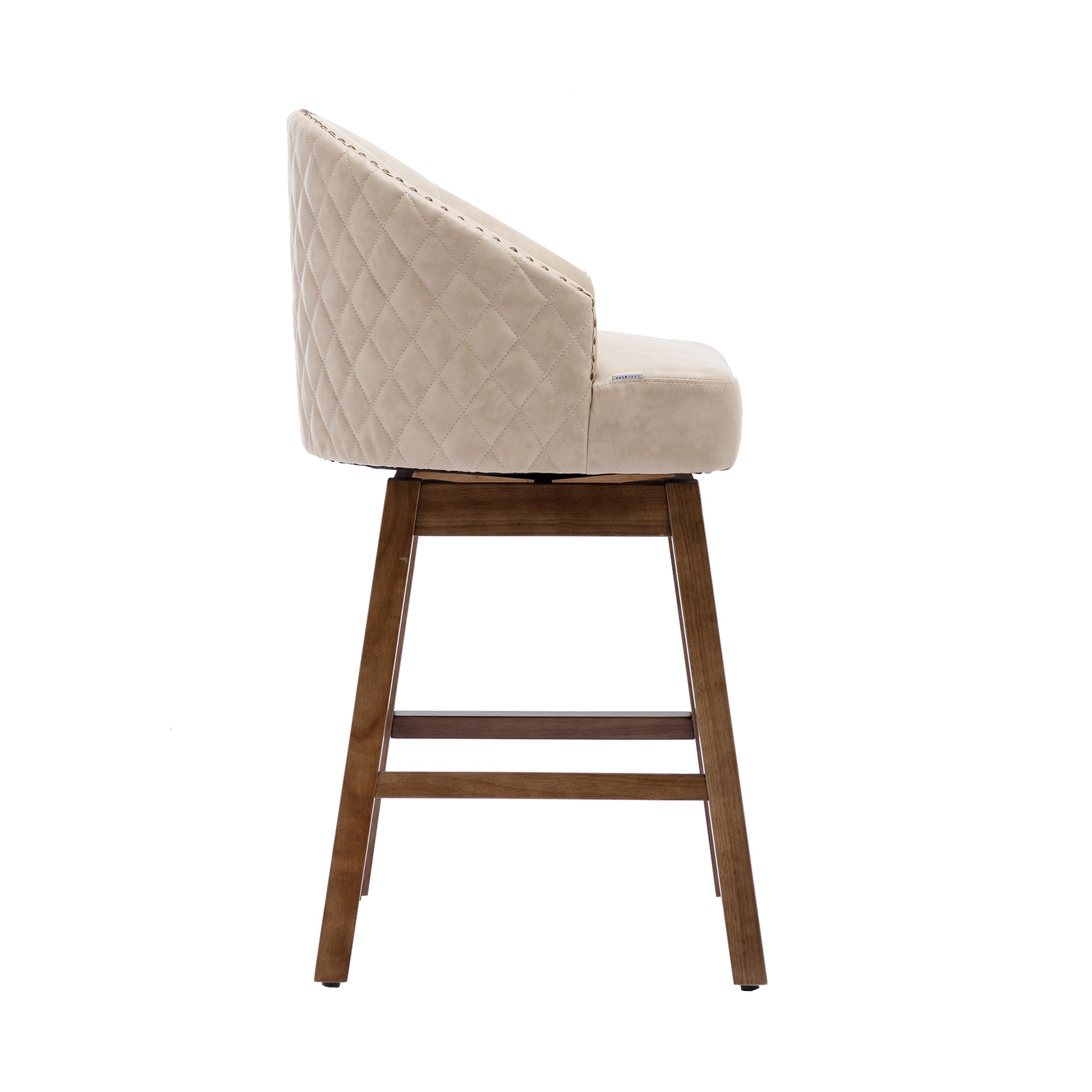 Coolmore Bar Stools Set Of 2 Counter Height Chairs With Footrest For Kitchen, Dining Room And 360 Degree Swivel Apricot Pu Pu Leather