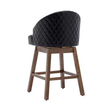 Coolmore Bar Stools Set Of 2 Counter Height Chairs With Footrest For Kitchen, Dining Room And 360 Degree Swivel Black Pu Pu Leather