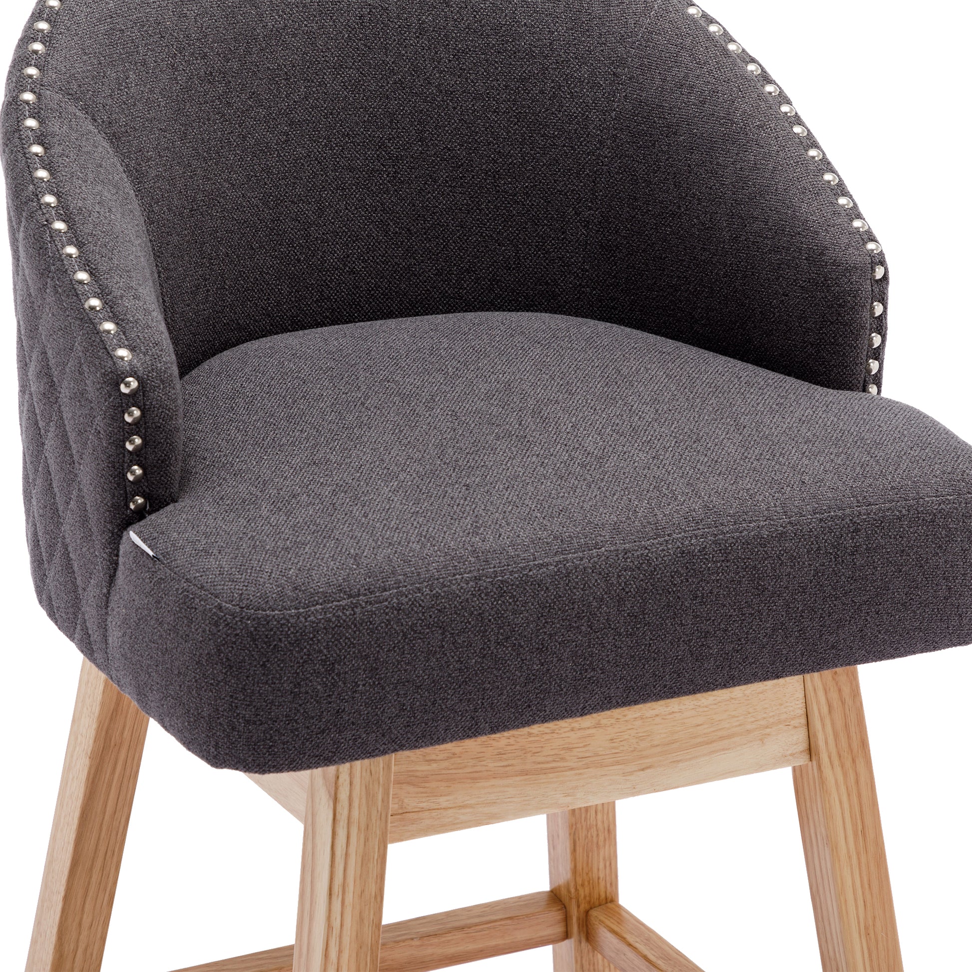 Coolmore Bar Stools Set Of 2 Counter Height Chairs With Footrest For Kitchen, Dining Room And 360 Degree Swivel Charcoal Grey Linen