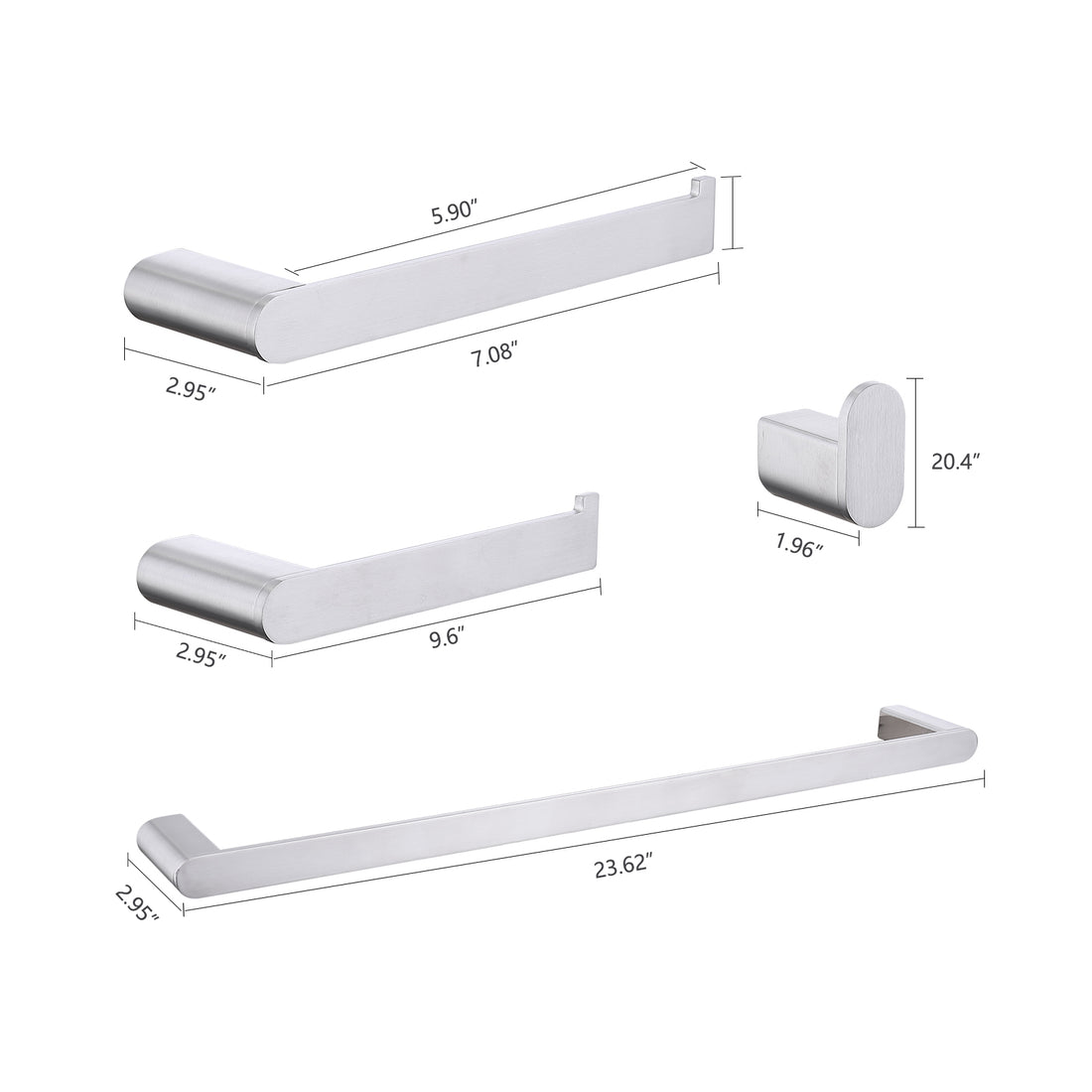 Brushed Nickle Wall Mounted 4 Piece Bathroom Accessories Brushed Nickel Stainless Steel