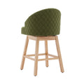 Coolmore Bar Stools Set Of 2 Counter Height Chairs With Footrest For Kitchen, Dining Room And 360 Degree Swivel Olive Green Linen