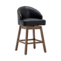 Coolmore Bar Stools Set Of 2 Counter Height Chairs With Footrest For Kitchen, Dining Room And 360 Degree Swivel Black Pu Pu Leather