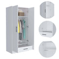 Ambery 180 Armoire, Two Shelves, Double Door, Metal Rod, One Drawer White White Particle Board Particle Board