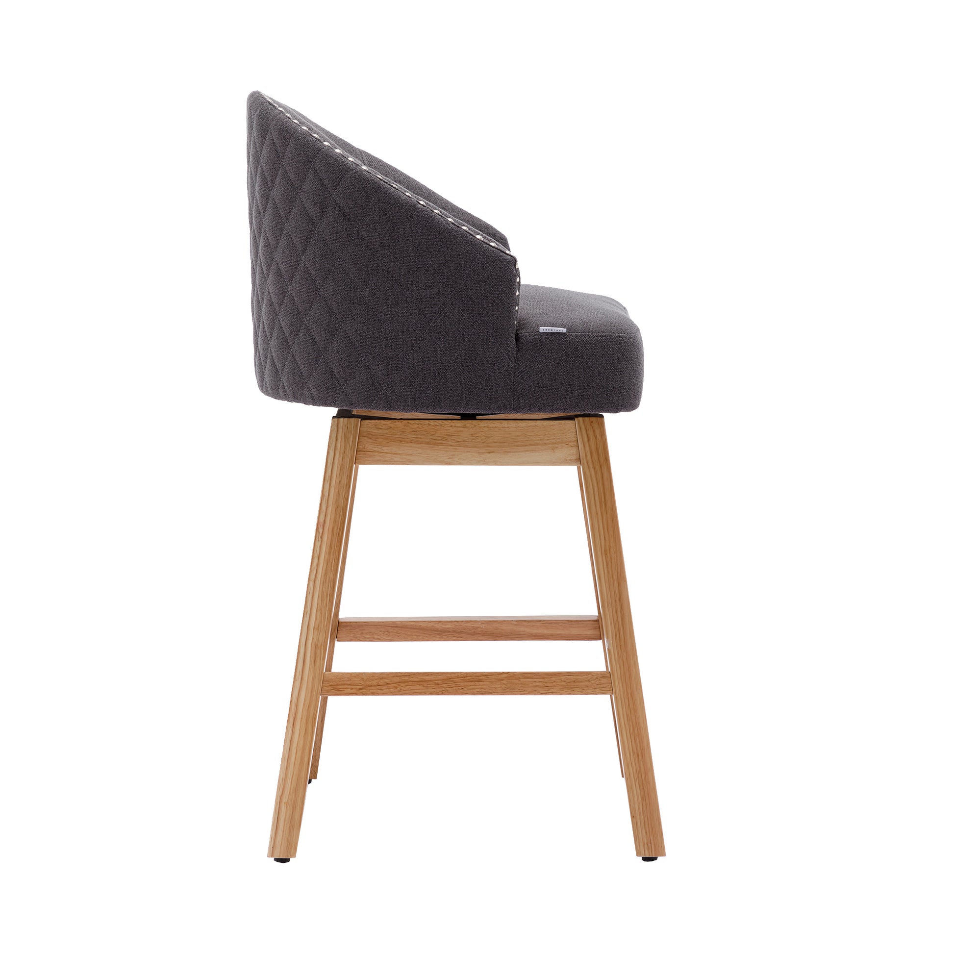 Coolmore Bar Stools Set Of 2 Counter Height Chairs With Footrest For Kitchen, Dining Room And 360 Degree Swivel Charcoal Grey Linen