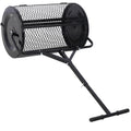 Peat Moss Spreader 24Inch,Compost Spreader Metal Mesh,T Shaped Handle For Planting Seeding,Lawn And Garden Care Manure Spreaders Roller,Heavy Duty Balck Black Steel