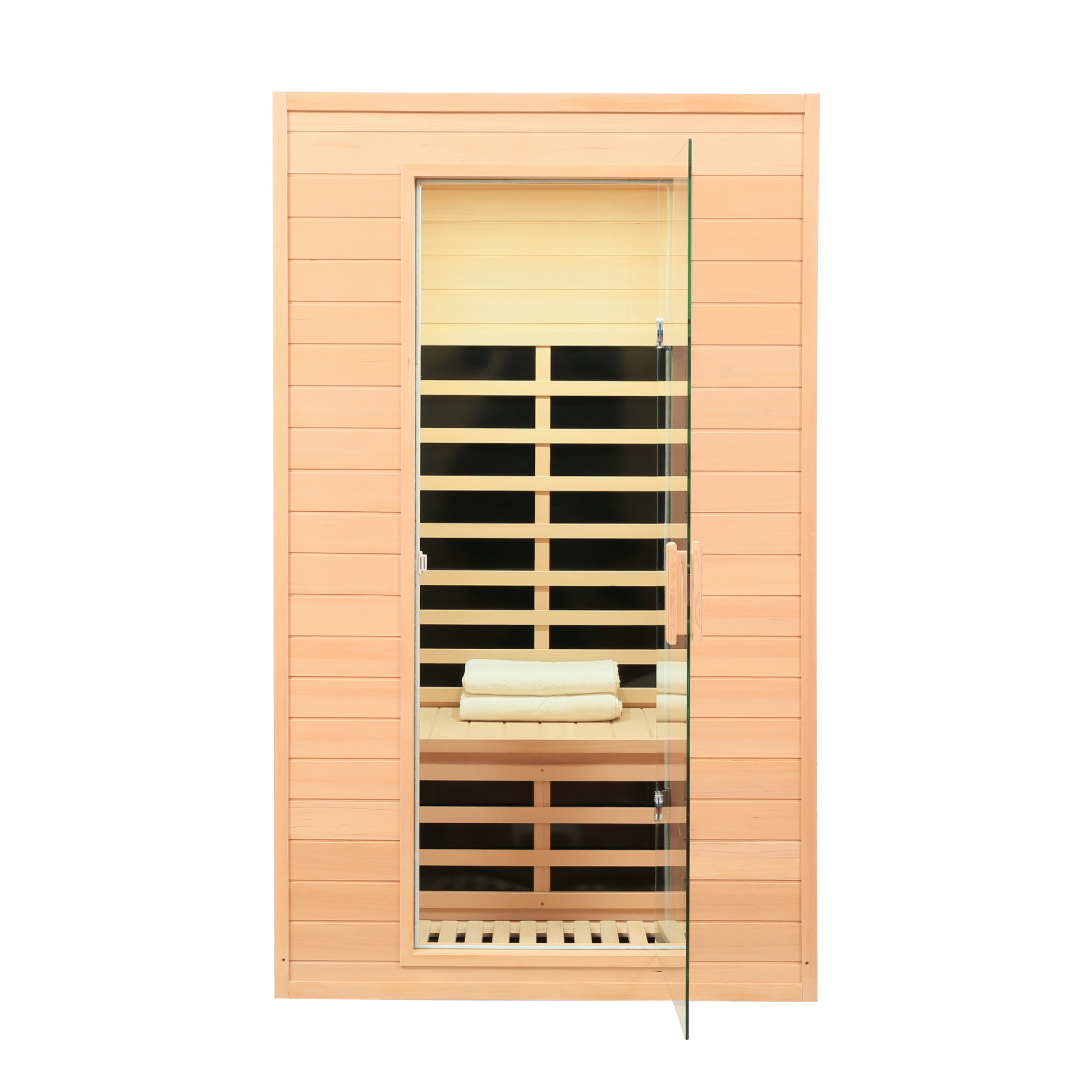 Hemlock Two Person Far Infrared Roof Embedded Indoor Sauna Room Natural Wood Metal & Wood