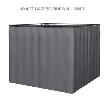 10X10 Ft Gazebo Replacement Gazebo Sidewall With Zippers, 4 Side Sidewall For Patio Gazebos Grey Polyester