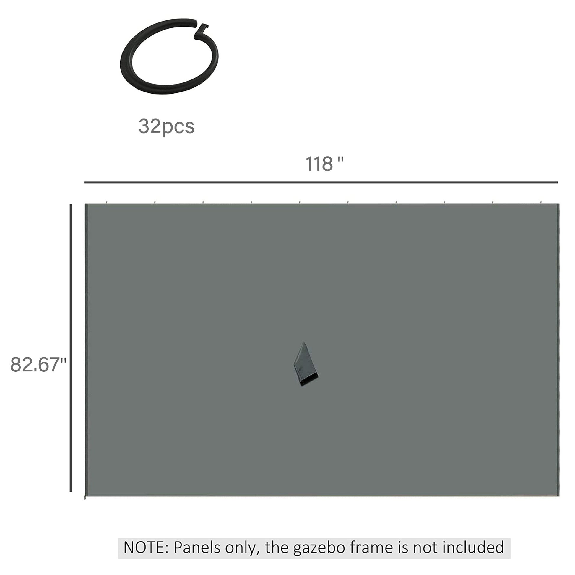 10X10 Ft Gazebo Replacement Gazebo Sidewall With Zippers, 4 Side Sidewall For Patio Gazebos Grey Polyester