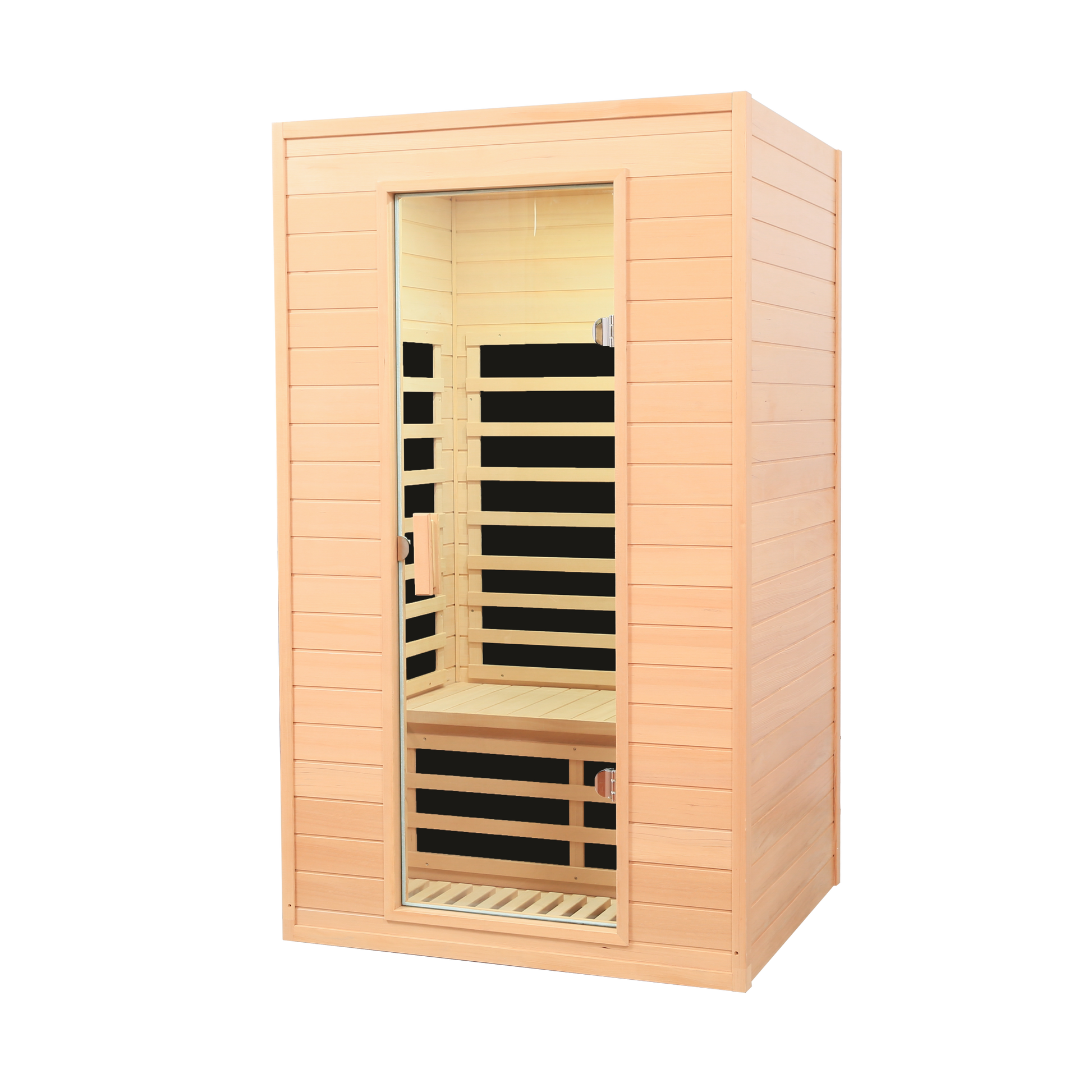 Hemlock Two Person Far Infrared Roof Embedded Indoor Sauna Room Natural Wood Metal & Wood