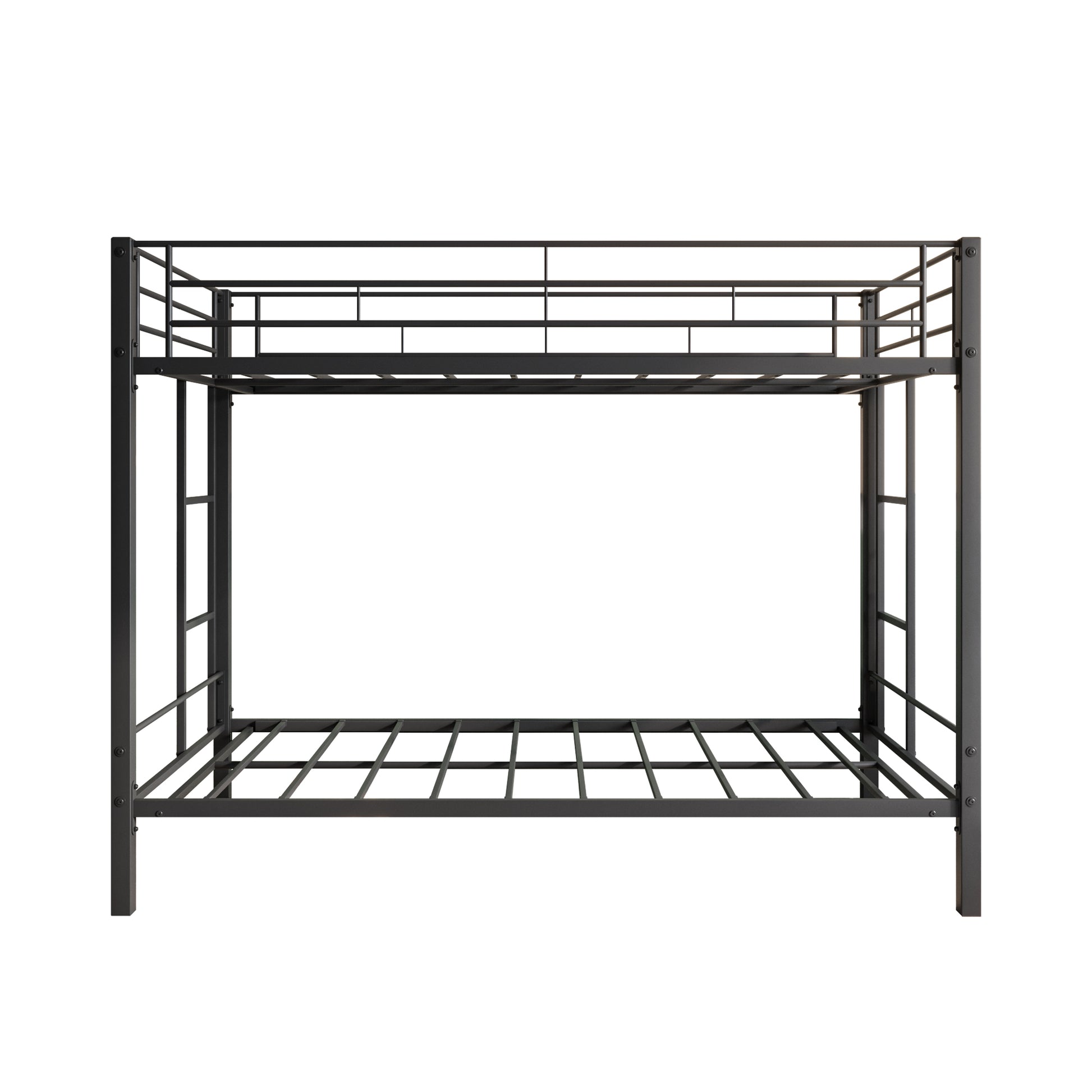Metal Bunk Bed Twin Over Twin, Heavy Duty Twin Bunk Beds With Shelf And Slatted Support No Box Spring Needed Black Box Spring Not Required Twin Black Metal Bedroom Bunk Metal