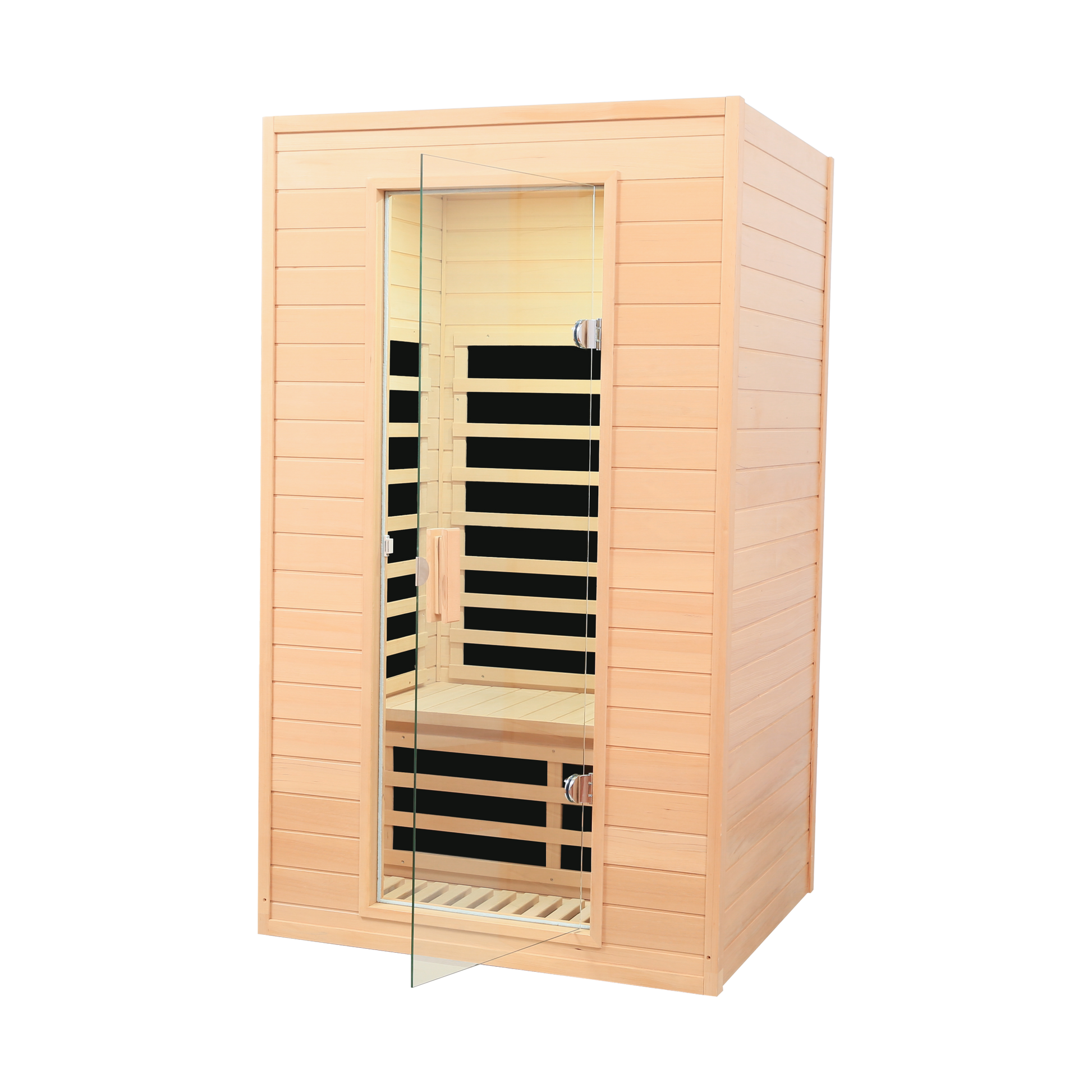 Hemlock Two Person Far Infrared Roof Embedded Indoor Sauna Room Natural Wood Metal & Wood