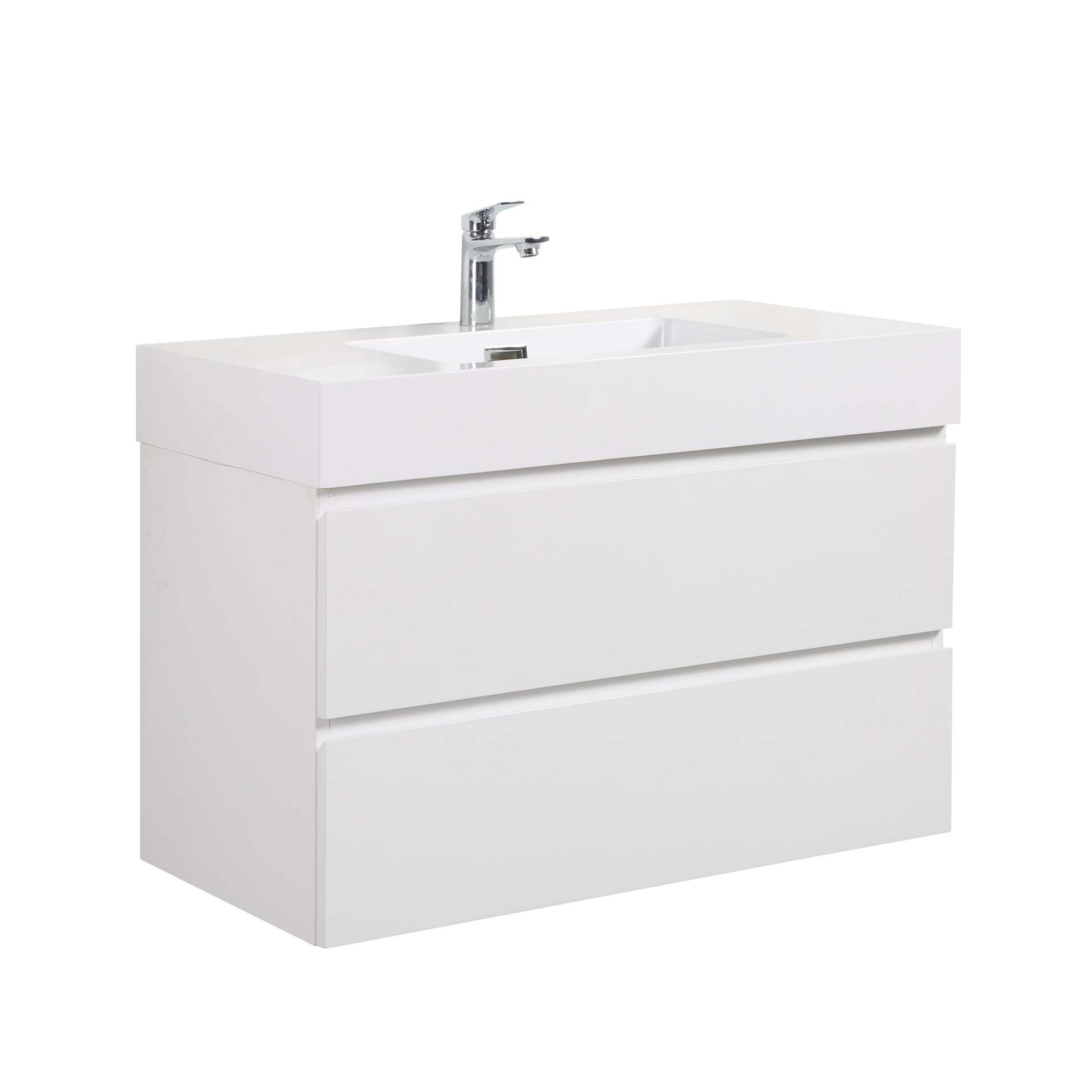 Alice 36" White Bathroom Vanity With Sink, Large Storage Wall Mounted Floating Bathroom Vanity For Modern Bathroom, One Piece White Sink Basin Without Drain And Faucet, Pre Assembled White Mdf