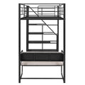 Twin Size Metal Loft Bed With Bench And Storage Staircase, Black Black Metal