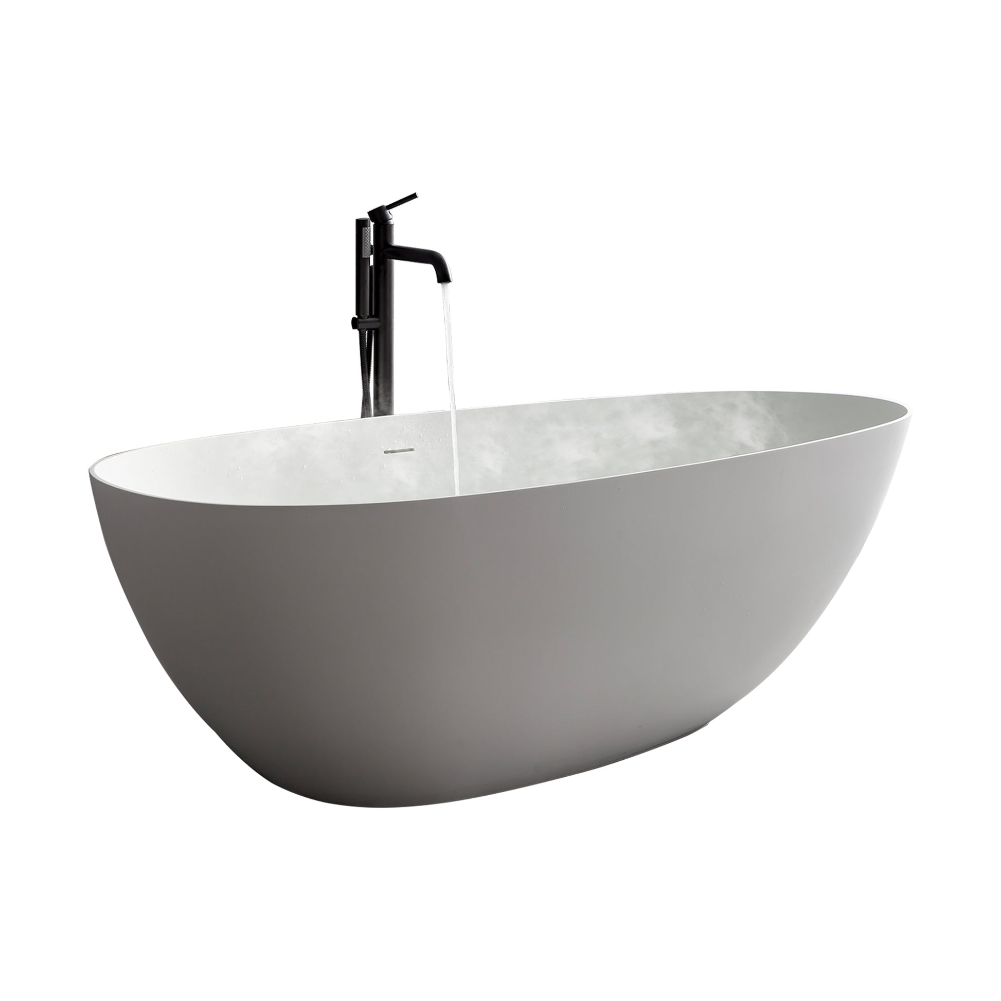 1700Mm Artificial Stone Solid Surface Freestanding Bathroom Adult Bathtub White Solid Surface