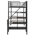Twin Size Metal Loft Bed With Bench And Storage Staircase, Black Black Metal