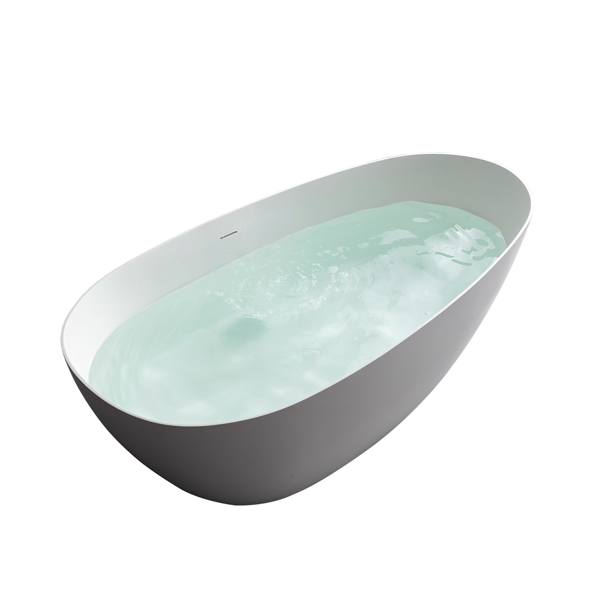 1700Mm Artificial Stone Solid Surface Freestanding Bathroom Adult Bathtub White Solid Surface