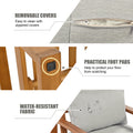 Outdoor Patio Wood 6 Piece Conversation Set yes-complete patio set-grey-water resistant