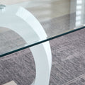 Modern Design Tempered Glass Dining Table With White Mdf Middle Support And Stainless Steel Base White Tempered Glass