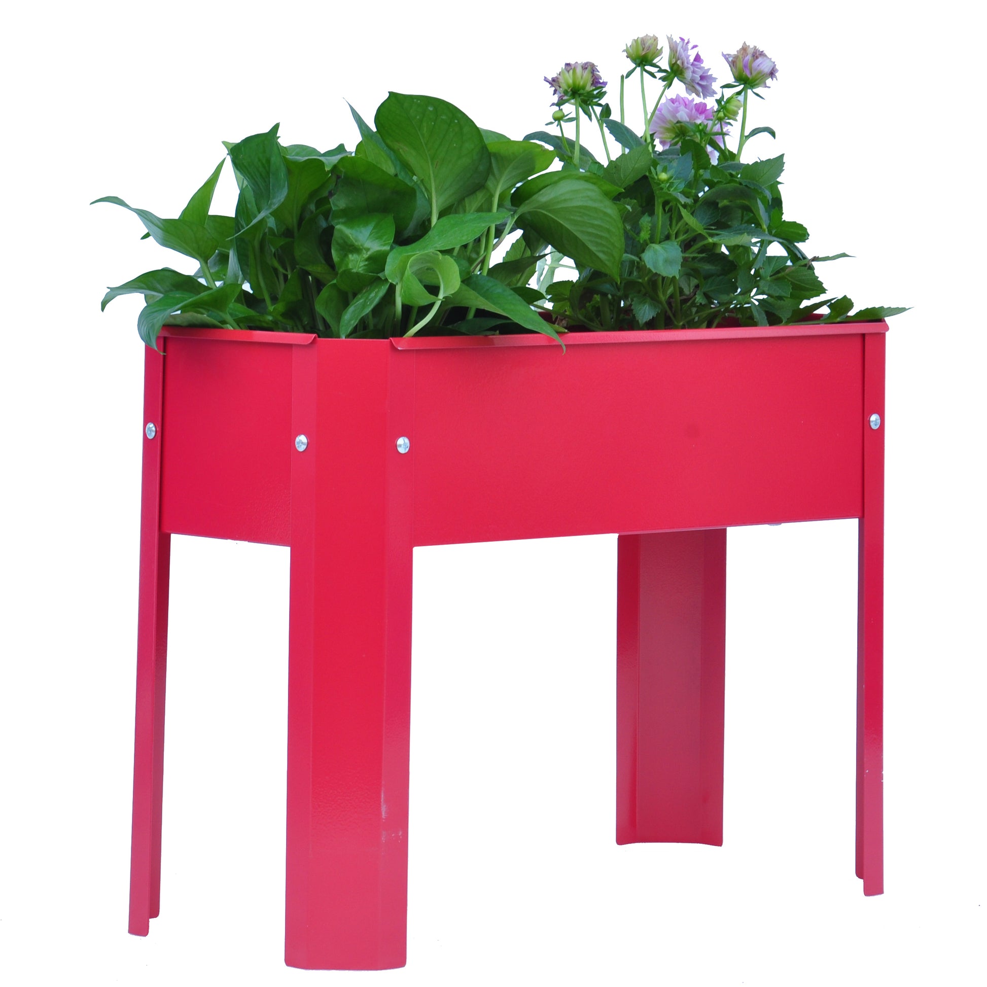 Elevated Garden Bed.Metal Elevated Outdoor Flowerpot Box.Suitable For Backyard And Terrace.Large Flowerpot.Suitable For Vegetable And Flower Red X 2 Red Steel