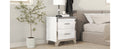 Elegant High Gloss Nightstand With Metal Handle,Mirrored Bedside Table With 2 Drawers For Bedroom,Living Room,White White Particle Board