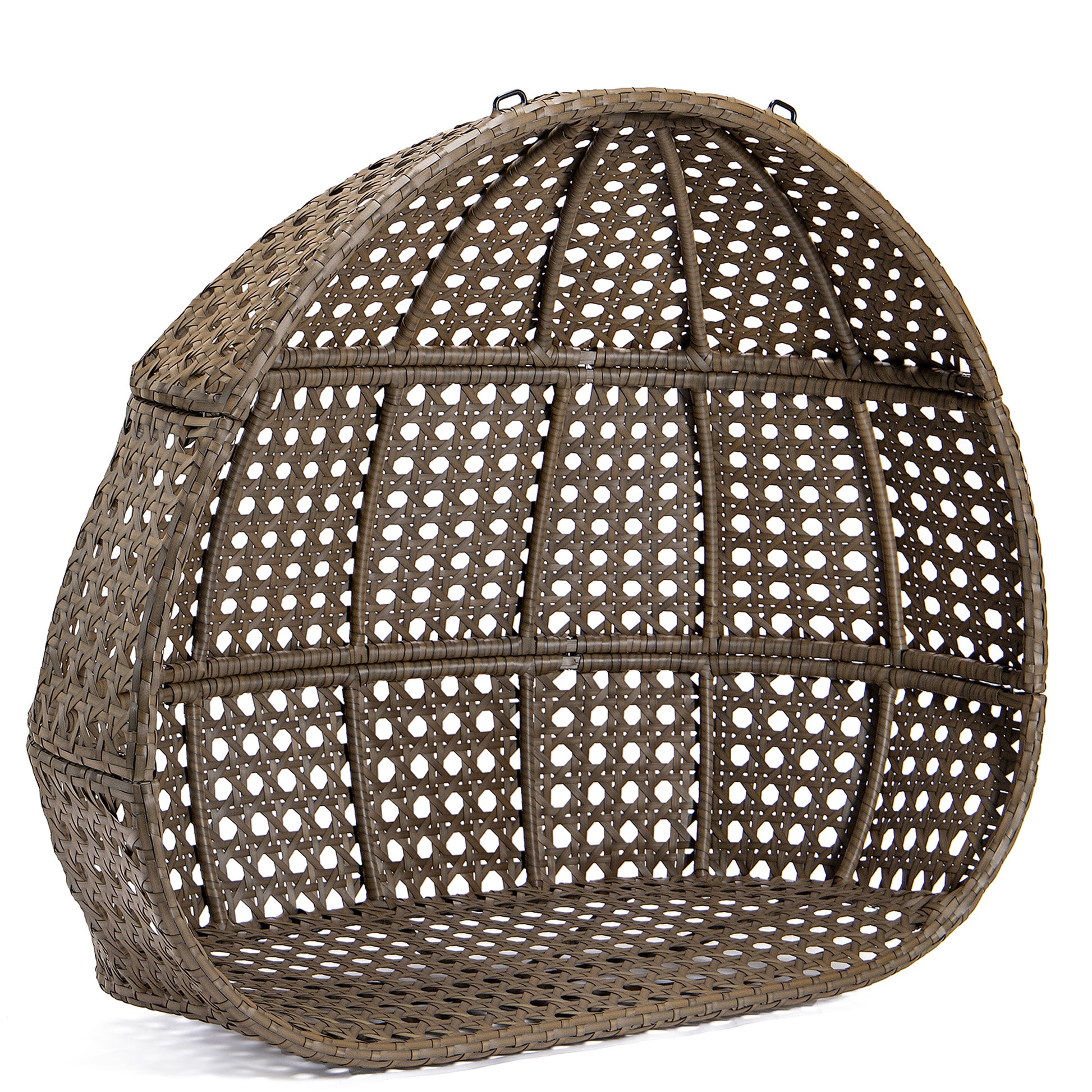 Double Seat Swing Chair With Stand And Cushion Brown Beige Cotton Rattan