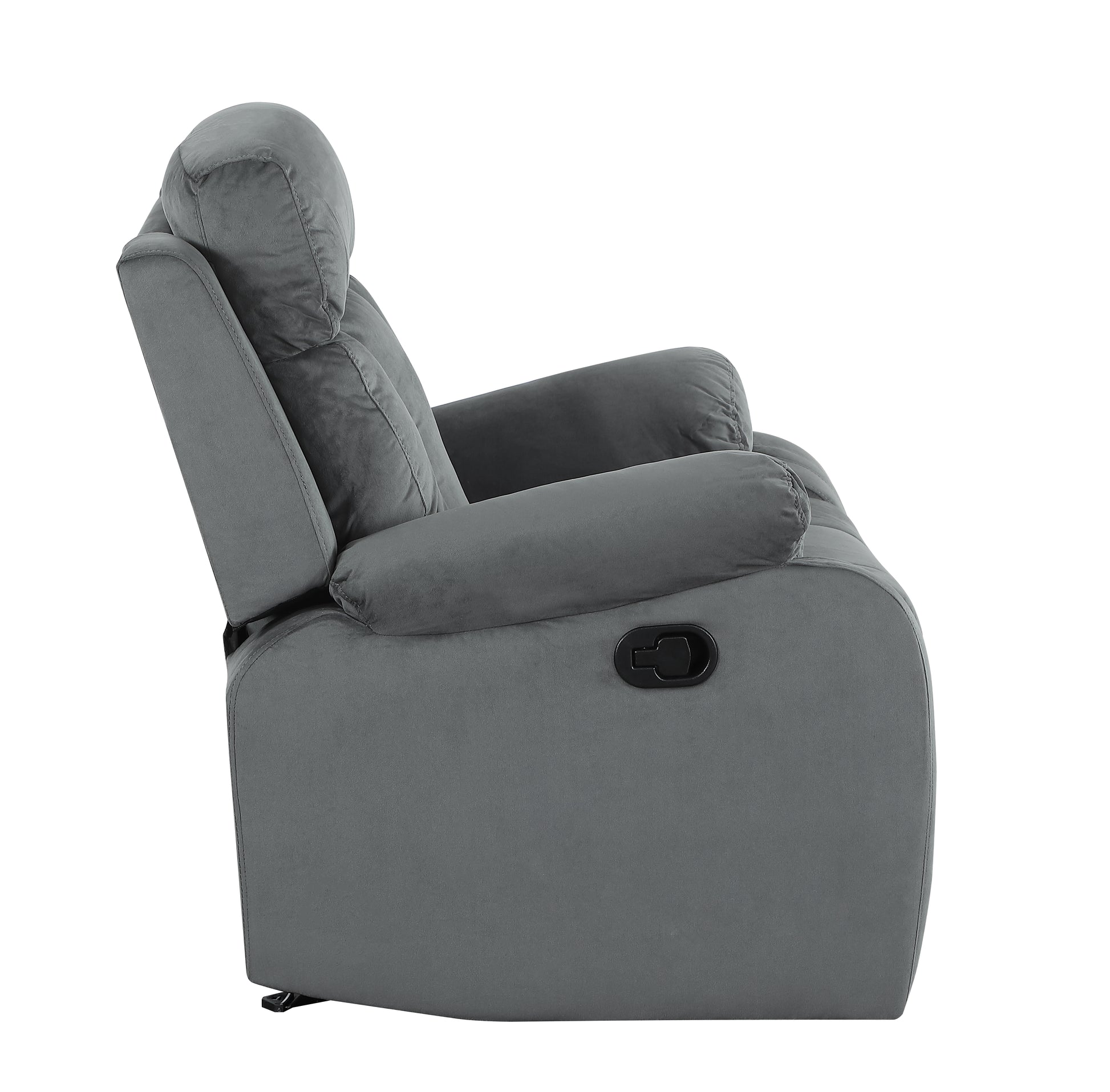 Reclining Transitional Microfiber Fabric Loveseat Gray Foam Fabric