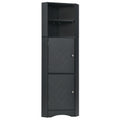 Tall Bathroom Corner Cabinet, Freestanding Storage Cabinet With Doors And Adjustable Shelves, Mdf Board, Black Black Mdf