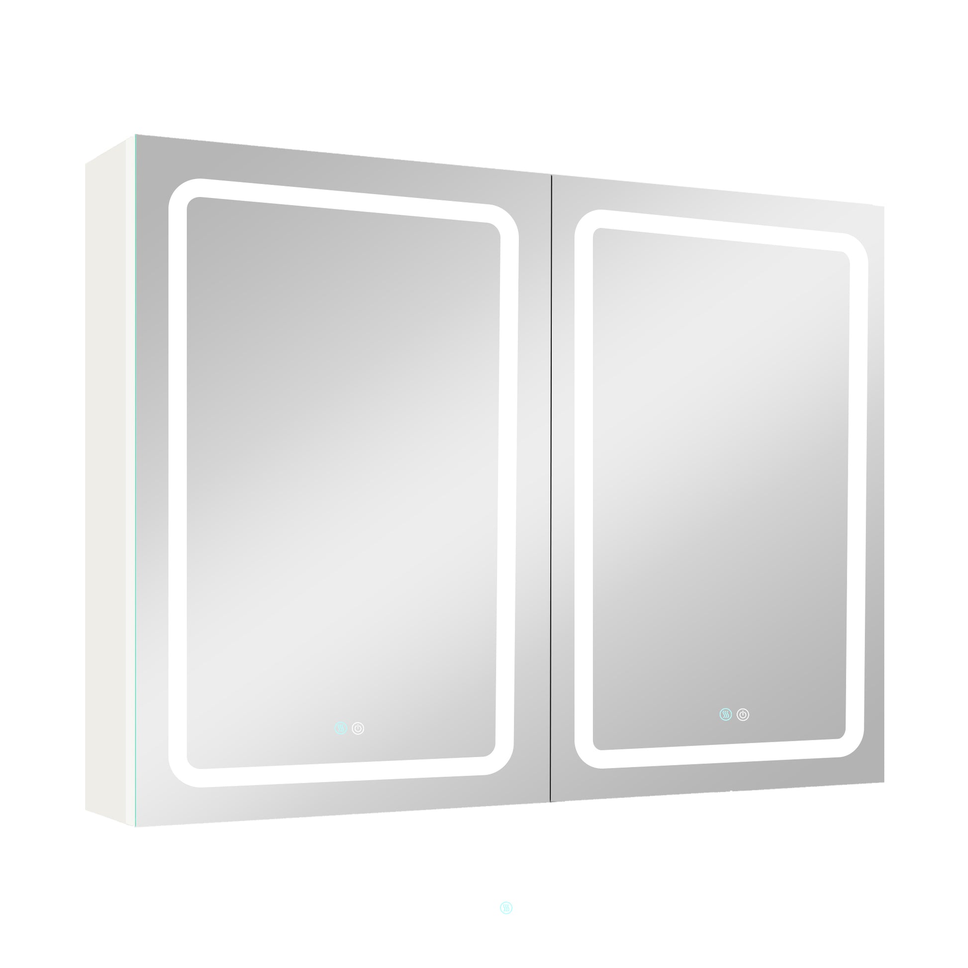 40X30 Inch Led Bathroom Medicine Cabinet Surface Mount Double Door Lighted Medicine Cabinet, Medicine Cabinets For Bathroom With Mirror Defogging, Dimmer White White Modern Aluminium