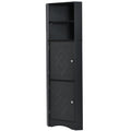 Tall Bathroom Corner Cabinet, Freestanding Storage Cabinet With Doors And Adjustable Shelves, Mdf Board, Black Black Mdf