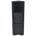 Tall Bathroom Corner Cabinet, Freestanding Storage Cabinet With Doors And Adjustable Shelves, Mdf Board, Black Black Mdf