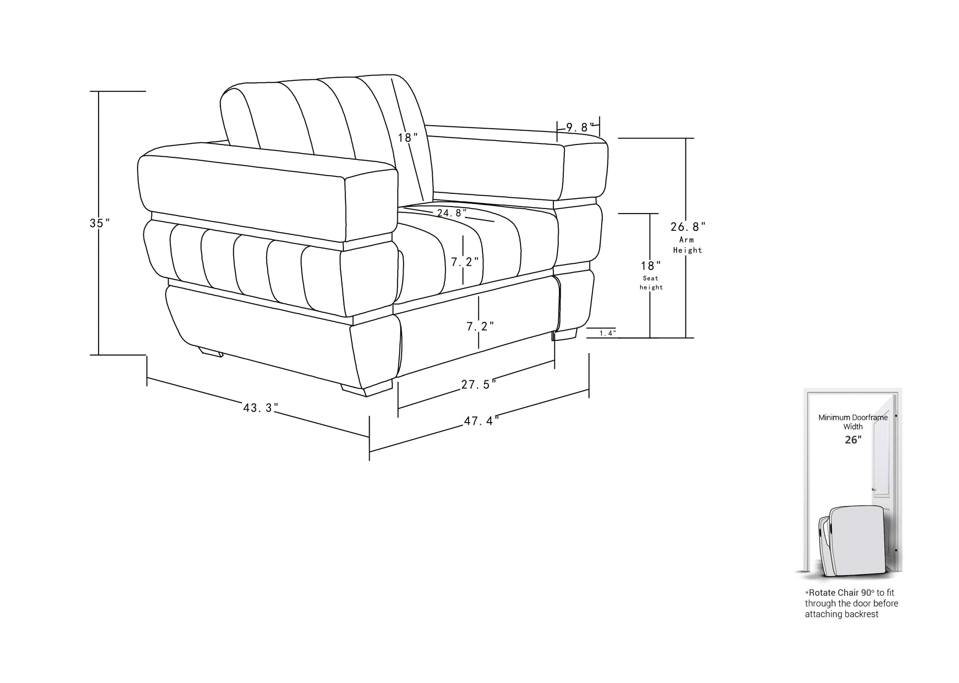 Top Grain Italian Leather Chair Dark Gray Foam Leather