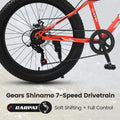 S24109 24 Inch Fat Tire Bike Adult Youth Full Shimano 7 Speeds Mountain Bike, Dual Disc Brake, High Carbon Steel Frame, Front Suspension, Mountain Trail Bike, Urban Commuter City Bicycle Cycling Orange Without Anti Slip Garden & Outdoor American Design