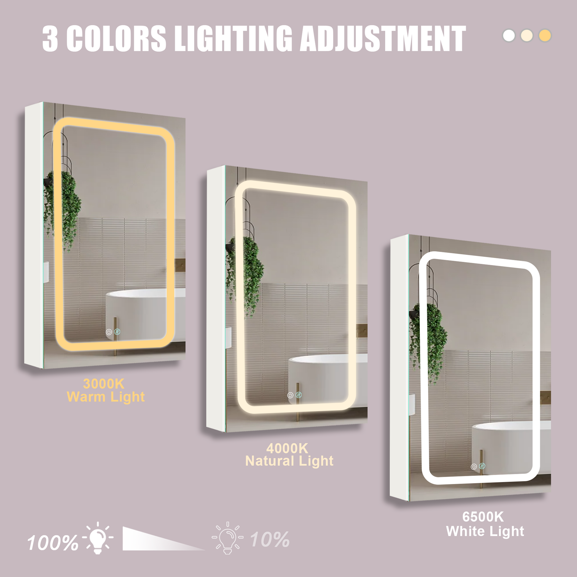 30X20 Inch Led Bathroom Medicine Cabinet Surface Mounted Cabinets With Lighted Mirror White Left Open White Modern Aluminium