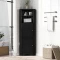 Tall Bathroom Corner Cabinet, Freestanding Storage Cabinet With Doors And Adjustable Shelves, Mdf Board, Black Black Mdf