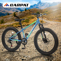 S24109 24 Inch Fat Tire Bike Adult Youth Full Shimano 7 Speeds Mountain Bike, Dual Disc Brake, High Carbon Steel Frame, Front Suspension, Mountain Trail Bike, Urban Commuter City Bicycle Cycling Green Without Anti Slip Garden & Outdoor American