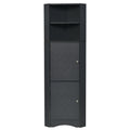 Tall Bathroom Corner Cabinet, Freestanding Storage Cabinet With Doors And Adjustable Shelves, Mdf Board, Black Black Mdf