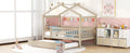 Twin Size Wooden House Bed With Twin Size Trundle, Natural Twin Natural Solid Wood Mdf